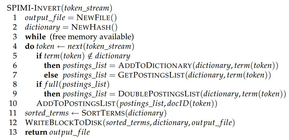 图3. SPIMI算法伪代码